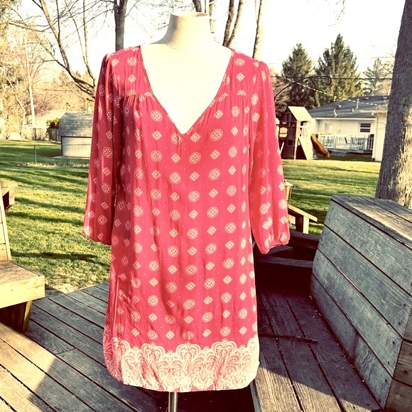 H&M L.O.G.G. Vintage Red Boho Slip Dress Sz.8 or M - Picture 3 of 13